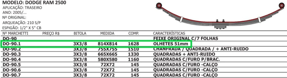 Mola Mestre Traseira Dodge Ram 2500 2005/...