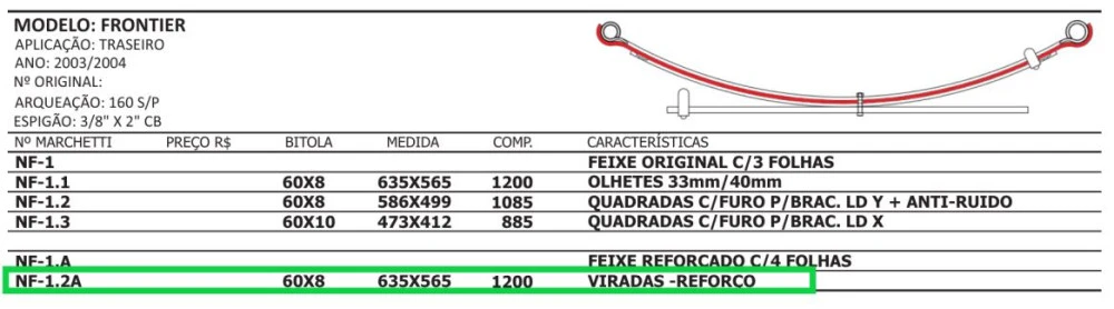 Mola Reforço Traseira Nissan Frontier 4x4 2002 Até 2006