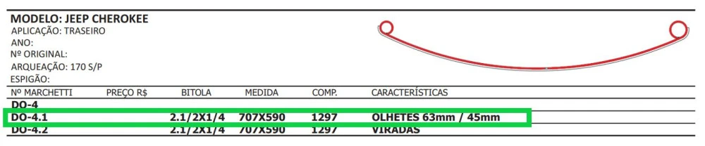 Mola Mestre Traseira Jeep Cherokee