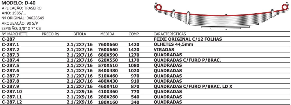 Mola Mestre Traseira D40 Com Buchas