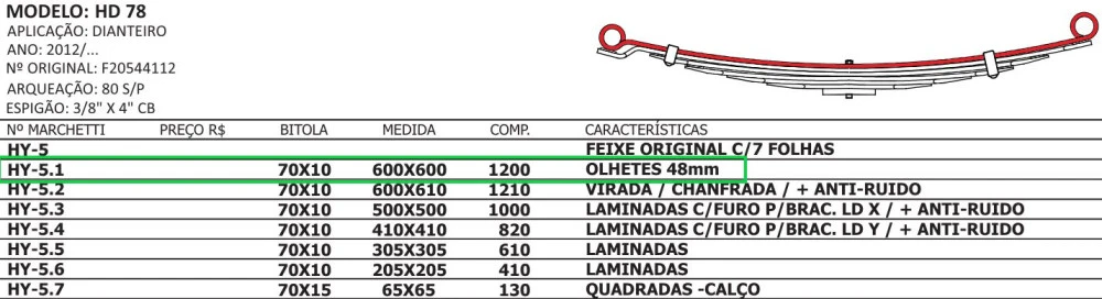 Mola Mestre Dianteira  HD78