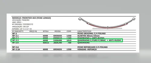 Terceira Mola Traseira Nissan Frontier 4x2 Xterra
