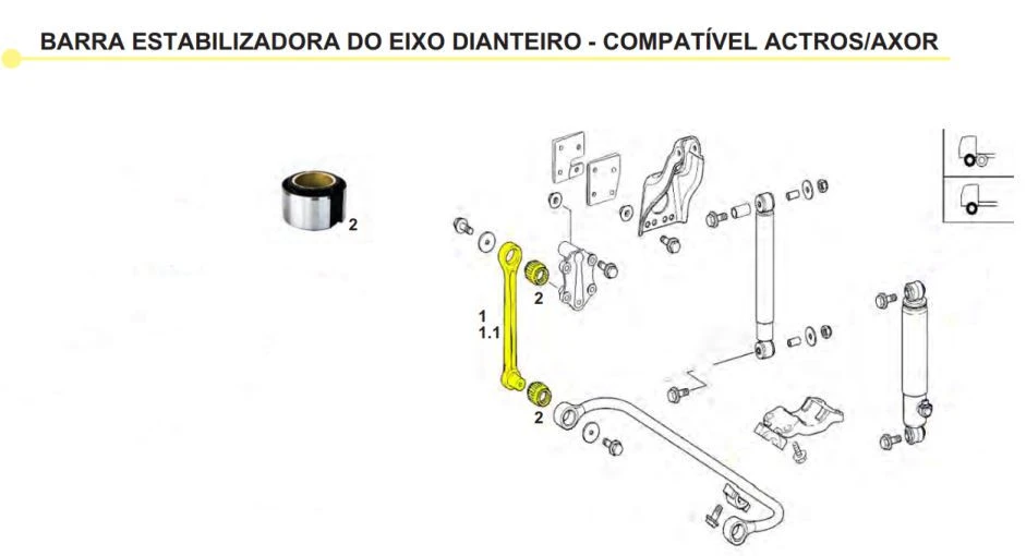 Bucha da Ponta da Barra Estabilizadora Dianteira Axor e Actros