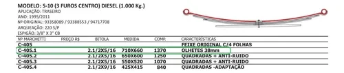 Mola Mestre Traseira S10 1995 até 2004 Com buchas (1 furo no centro)