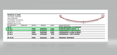 Mola Mestre Traseira Kia Bongo 2500/2700