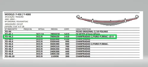 Segunda Mola Traseira Para Ford F-450 / F-4000