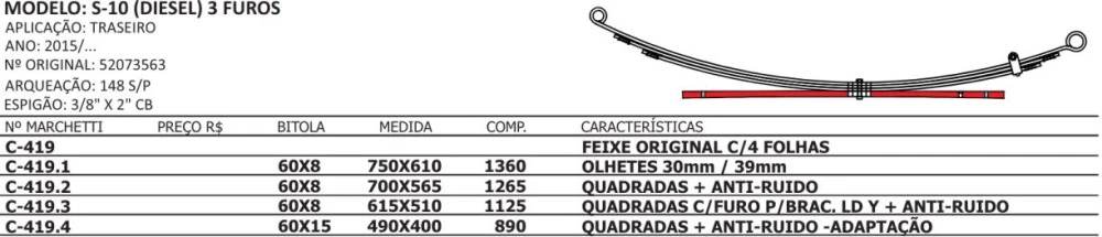 Quarta Mola Traseira S10 Diesel 2015/..