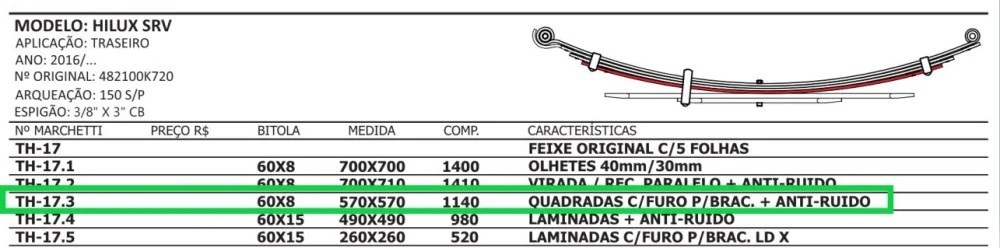 Terceira Mola Traseira Hilux 2016/...