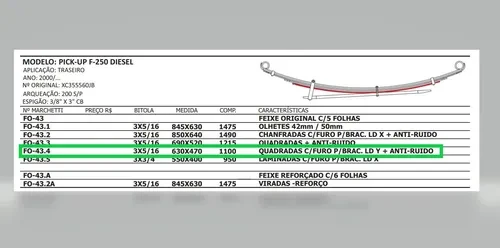 Quarta Mola Traseira Ford F-250 2000/...