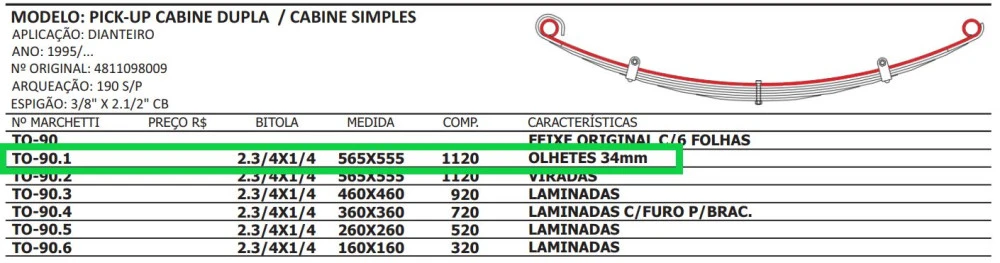 Mola Mestre Dianteira Bandeirante 1995/...Com Buchas