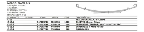 Feixe De Mola Traseiro Blazer 1998/...