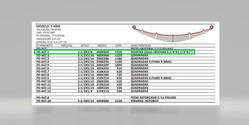 Mola Mestre Traseira Ford F-4000