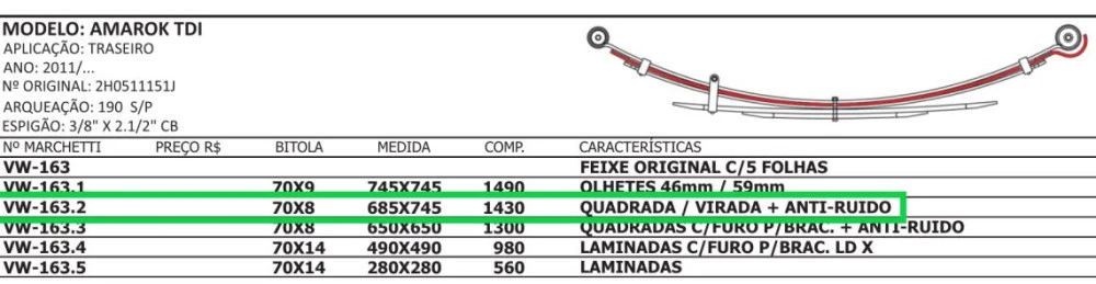 Segunda Mola Traseira Amarok 2011 Até 2016