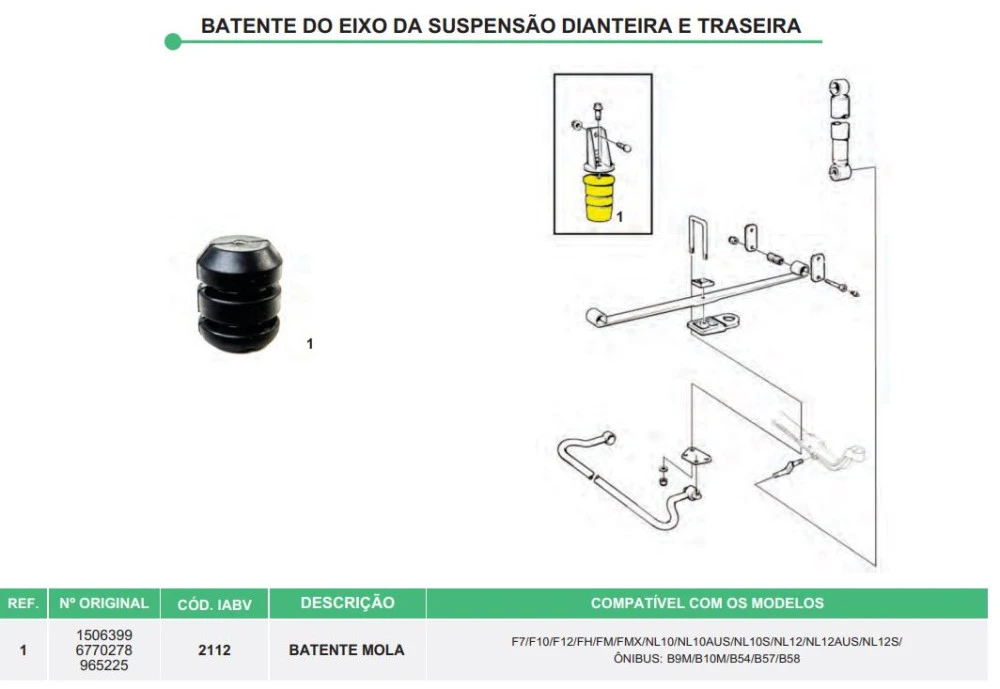 Batente de Mola Dianteira e Traseira Volvo FH/FM/FMX/NL10