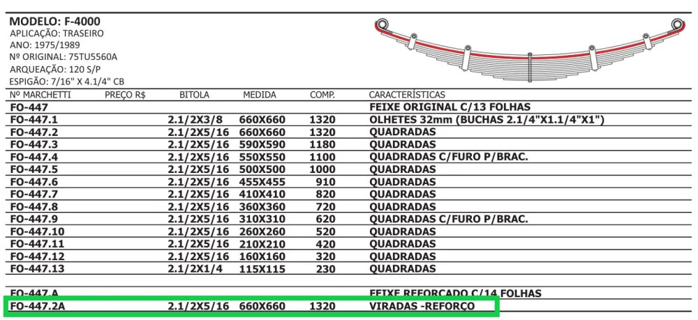 Mola Reforço Traseira Ford F4000 1975 Até 1989