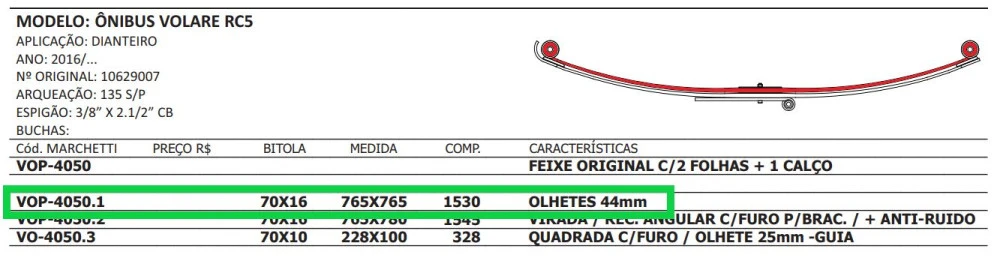 Mola Mestre Dianteira Ônibus Volare Rc5