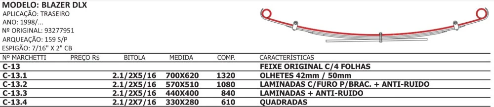 Mola Mestre Traseira Blazer 1998/...