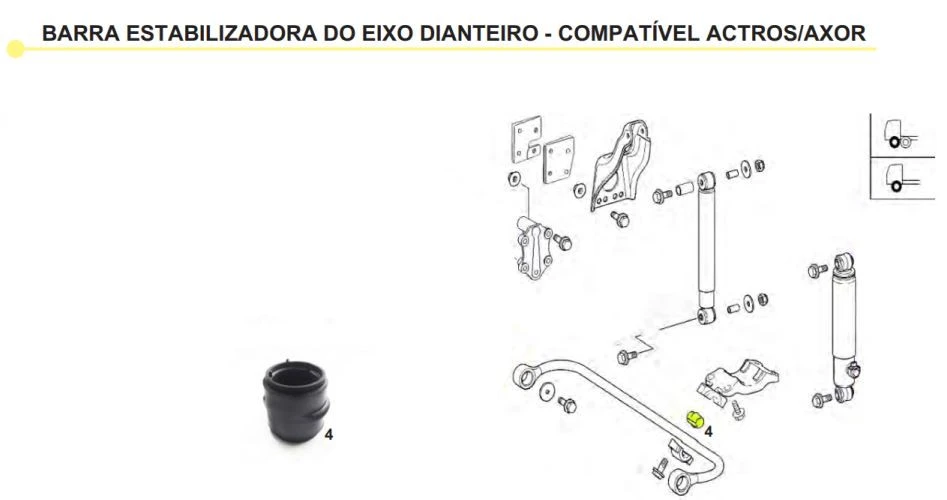 Bucha Da Barra Estabilizadora Dianteira Actros e Axor