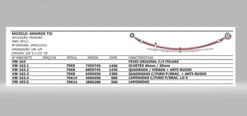 Mola Reforço Traseira Amarok TDI