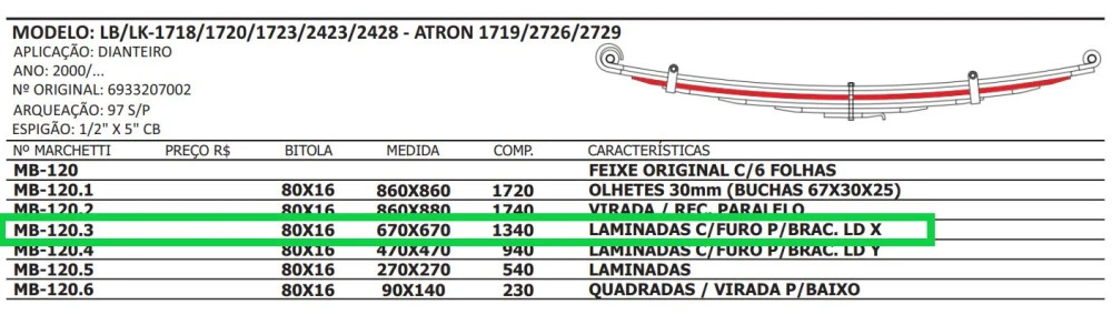 Terceira Mola Dianteira Atron 1719/2726/2729
