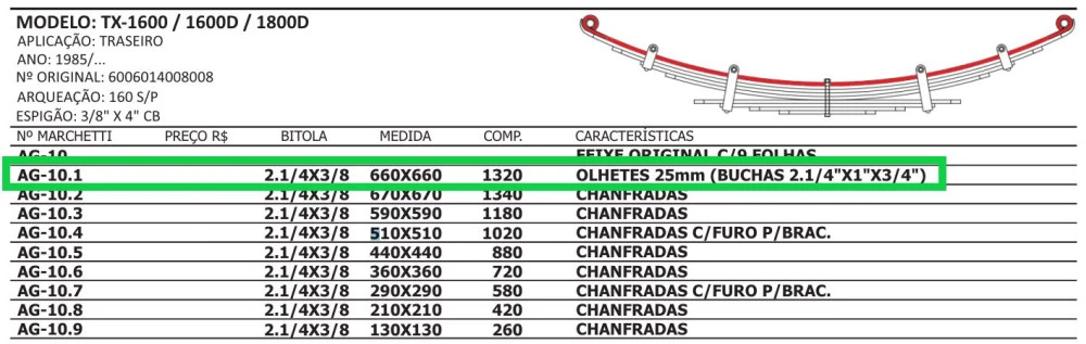 Mola Mestre Traseira Agrale Tx-1600 / 1600d / 1800d