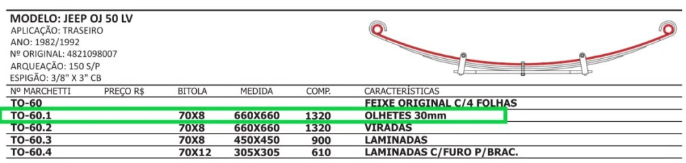 Mola Mestre Traseira Toyota Bandeirante 1982/1992 Com buchas