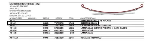 Mola Mestre Traseira Frontier Xe 4x2