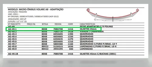 Mola Mestre Traseira Micro-ônibus Volare A8