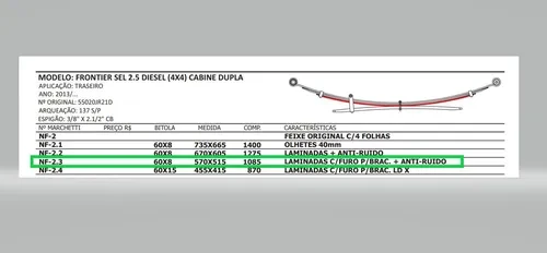 Terceira Mola Traseira Nissan Frontier Sel 2.5 Diesel