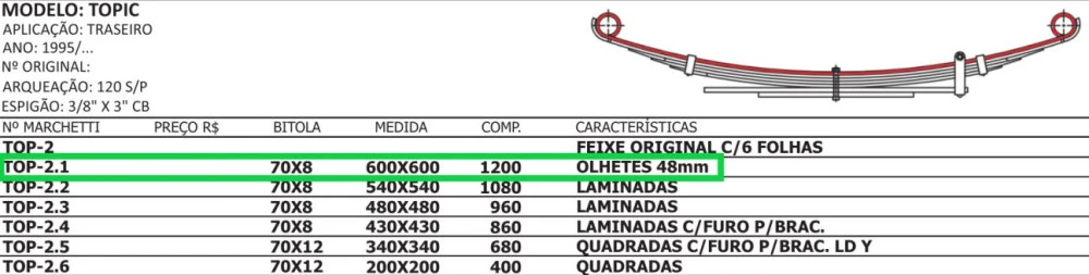 Mola Mestre Traseira Topic 1995/..