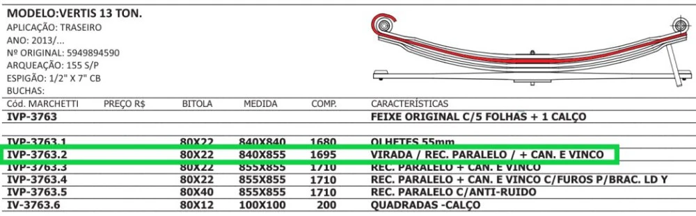 Segunda Mola Traseira Iveco Vertis 130v19
