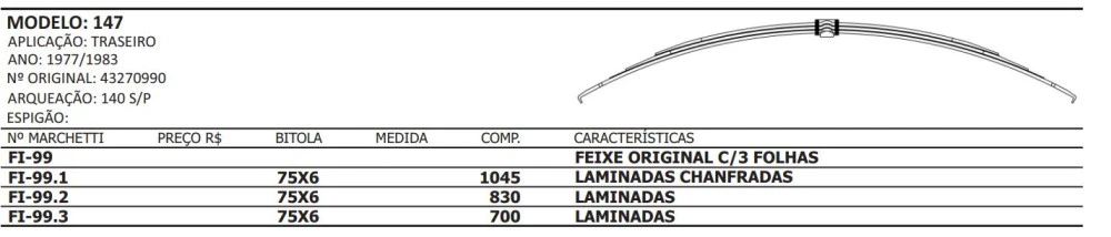 Feixe De Mola Traseira Fiat 147 Completo