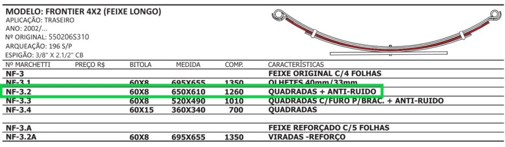 Mola segunda Traseira Frontier 4x2 e Xterra 4x4 2002 Até 2006
