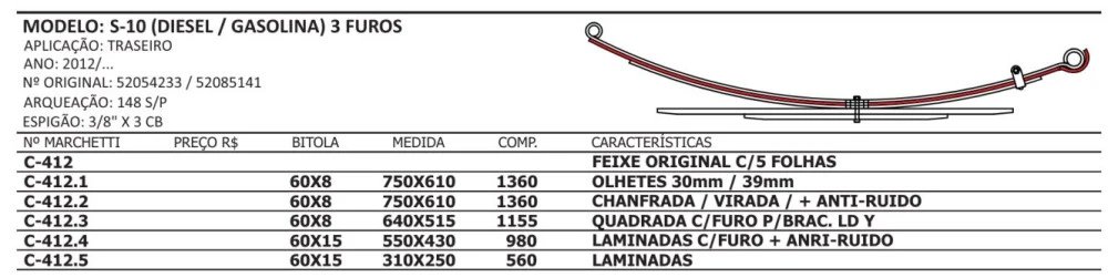 Segunda Mola Traseira S10 2012 Até 2016