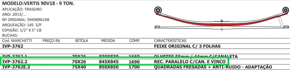 Segunda Mola Traseira Iveco Vertis 90v18