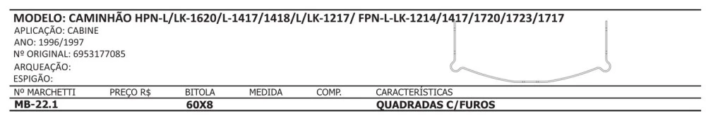 Mola Da Cabine Mercedes LK-1620/L-1417/1418/1720/1723/1717