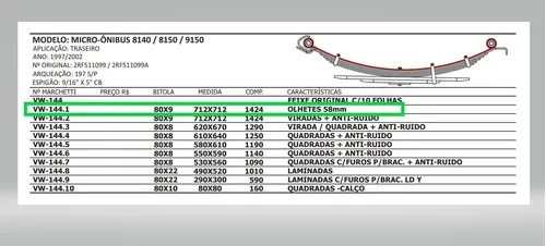 Mola Mestre Traseira Ford Cargo 712/814/815/816