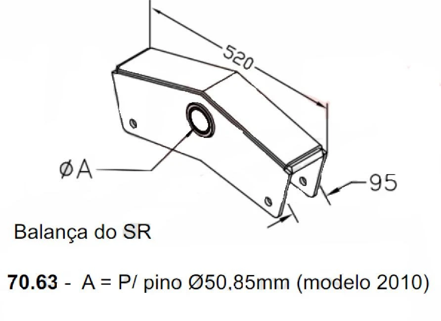 Balança Asa-Delta Reforçada Pino 50mm (Chapa Dobrada) Carreta Randon Facchini Guerra Compatível com Truck