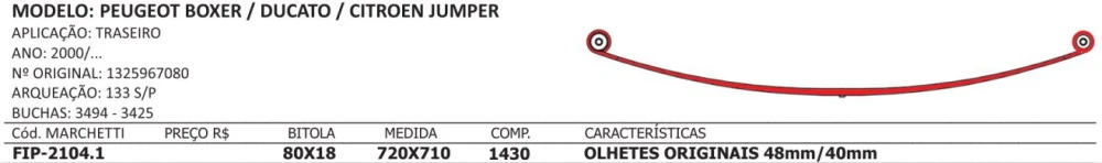Mola Mestre Traseira Boxer Ducato Citroen Jumper Com Buchas