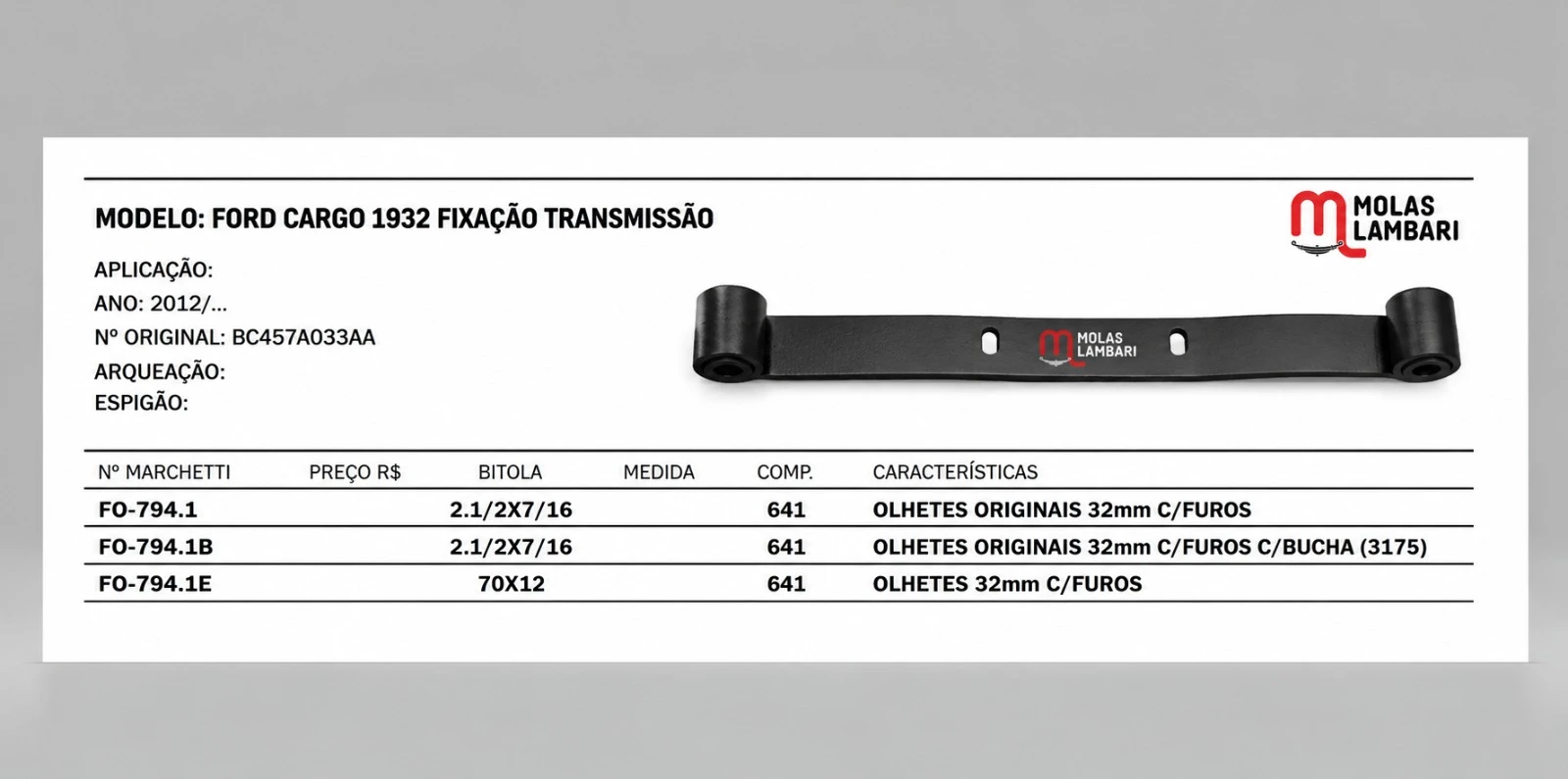 Mola Da Caixa De Transmissão Ford Cargo + Buchas